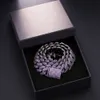 Conception spéciale 19 mm Stone Purple Cuban Chaîne de dents Bling Bling Out Box Boucle Rouier Aaaaa Cubic Zirconia Chain pour hommes bijoux