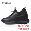 Casual Shoes Cyabmoz Men Height Increasing Mens Genuine Leather 8/10 Cm Party Hidden Elevator Fashion Man Black