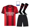 23 24 AC Koche Football Jersey Men's S-XXL Fan Edition Player Loftus-Cheek Pulisic Children's 16-28 Milan Football Sweatshirt Set+Socks 4th 4th Black