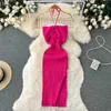 Urban Sexy Dresses YuooMuoo Chic Fashion Sexy Package Hips Split Knitted Summer Dress Women Slim Elastic Bodycon Party Dress Streetwear Outfits Y240420