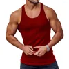 Tobarbac pour hommes O-Neck Sans manches coune Raceback Hommes Vest Summer Ribbed Colomb Color Fitness Top