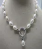 Hand knotted natural 45cm 1113mm white natural rice freshwater pearl necklace pendant elegant clasp9039469