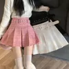Saia xadrez moda coreana com mulheres plissadas de plataforma em todos os jogos rosa de cintura alta mini rua s saias de faldha 240418