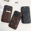 Designer telefoonhoes voor iPhone 15 14 Pro Max Leather, Luxury iPhone Case 15 14 Plus 13 12 Pro For Women Men Men Shockproof Anti-Drops Wallet Cover met kaarthouder