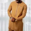 in Kaftan Luxury Men Suit Embroidered Shirt and Pants Sets 2 Piece Wedding and Party African Ethnic Style Suit for Men 240412