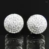 Stud Earrings Trendy Fashion OL Round Lady Drop Brilliant Bridal Engagement Wedding Jewelry Elegant Female Dangle