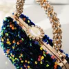 Drawstring Goudzilver kleurrijke pailletten handtassen mode luxe metalen strass avondtas voor vrouwen bruiloftsfeestjes schoudertassen