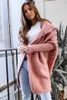 Damen Strick elegante lange Hoodies Strickjacke für Frauen Pullover Büro Strickwears Rote äußere Triebpullover Wolle Mischung Pink Mantel Mujer