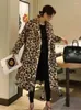 Kvinnors päls kvinnor faux coat vinter leopard tjock fluffig långärmad varm ytterkläder lyxjacka elegant mujer bontjas rockar