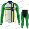 Conjuntos de corridas 2024 Brasil Green Cycling Roupas Jersey de inverno Conjunto de mangas compridas homens de bicicleta de bicicleta de bicicleta
