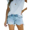 Sommarny 2024 Denim Shorts Women's Eyba Slim Fit, Broken Hole, Ragged Edge Creative Jeans