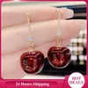 Dangle Earrings Fashion Cherry Shape Alloy Red Female Earring Long Lasting Color Claret