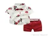 Jungen Kinder formelle Anzug Set Summer Gentleman Blumen Kurzarm Shirt Shorts Gürtel 3PCS Kinderkleidung seit 27 Jahren Boy7495222