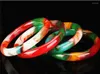 Bangle натуральные многоцветные нефритовые браслет -круговые ювелирные украшения Женщины