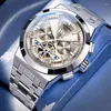 Montre-bracelets Carnaval Top Tourbillon Sport Watch for Men Automatic Mething Watchs Imperproof Silver Silver Grey Dial 2024