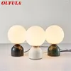 Lampy stołowe Oufula Nordic Lampa LED Vintage Glass Creative Design Marble Burku