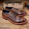 Casual Shoes British Men's Retro Carve Patterns Brogue Business Man Soft Cowhide Leather Office Daily Suit Oxfords