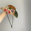 Tillbehör hink hatt för barn och vuxna UV -skydd retro amerikansk västerländsk cowboy vandring fiske hatt brett gräl panama strandmössa