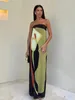 Casual Dresses Sexy Printed Strapless Long Dress Women Sleeveless Off Shoulder Backless Female 2024 Summer Beach Holiday Lady Robes