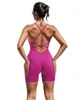 Mouwloze bodysuit dames body streetwear bodycon rompers square nek yoga shorts gym kleding sportmachines outfit 240415
