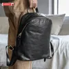 Sac à dos en cuir authentique en cuir épaule des épaules de bouche noire douce sac d'ordinateur de vache entièrement apparente les sacs de voyage de grande capacité de grande capacité