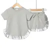 Summer Kids Little Sweet Girls Clothing Sets Cotton Luxury Homewear TopShorts Children Clothes Toddler Baby Outfits Suit 2Pcs 240418