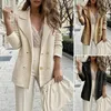 Women's Suits Women Formal Coat Lady Suit Stylish Double-breasted Warm Mid-length Business Jacket With Turn-down Collar