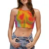 Women's Tanks Sexy Infrared Round Neck Sleeveless Girl Vest Y2K 3D Print Tank Tops Female Crop Bare Shoulder Woman Clothing