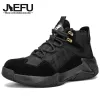 Boots Jiefu Steel Toe Safety Shoes For Men Lätt atletiska utomhusarbeten Sneakers Nonslip Industrial Construction Trainers
