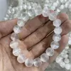 Figurine decorative di alta qualità Selenite naturale Bracciale bianco rotonde perle rotonde cristalli di pietra curativa di pietra di gioielli Gift 1pcs 1pcs