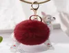 Leuke Alpaca Hair Ball Floral PU Key Ring Pendant Plush Toy Key Ring Ladies Car Keychain Kerst verjaardag cadeau8444053