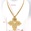 Big Coin Cross Pendant Ethiopian 24K GOLD FILLED RUBY CUBAN DOUBLE CURB CHAIN SOLID HEAVY NECKLACE Jewelry Africa habesha eritrea2289