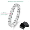 Anelli a grappolo Smyoue Rhodium placcato 2/3 mm Moissanite completo per donne Sparkling Wedding Promise 925 Sterling Silver Band Gift Valentine