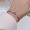 Cadeia moda de imitação elegante pulseira de pérolas para mulheres size de tamanho de cristal roxo vintage