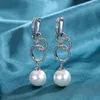 Dangle Earrings 2024 Luxury Fashion Tahitian Pearl Earring Cubic Zircon For Women Retro Circle Around Jewelry Wholesale Drop Gift