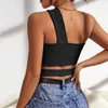 Women's Tanks Camis Sexy Off Shoulder Diagonal Collar Cut knit Tank Top Women Slveless Crop Tops Casual Cropped Vest Camisole Tube Top Female Y240420