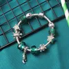 Charm Bracelets SZELAM Green Star&Parrot Bracelets&Bangles For Women Jewelry Crystal Animal Bracelet Silver Tortoise SBR190344