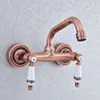 Robinets de cuisine Antique Rouge en cuivre Red Robinet Mur Moup Mot Moup de gueule Spout Spout Salle de bain Basin Cold Water Taps DSF890