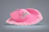 Western Style Tiara Cowgirl Hat Women Girl Róż szeroki kowboj Cowboy Capins Holiday Costume Party Feather Edge Hats with strata7866314