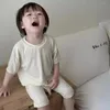 Bekleidungssets 2024 Sommer koreanische Version Baby Kinder Set für Jungen und Mädchen Haus tragen Kinder Kleidung Mädchen
