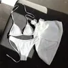 Biquíni de roupas de banho feminina Conjunto de tanga preta sexy Cobrir três peças Mulheres Micro Bathers Biquini Bathing Suit Swim