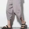 Pantaloni da uomo a strisce di carote estate ritagliata con elastico harem di stampa verticale in vita per lo streetwear