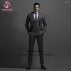 Men's Suits Classic Grey Slim Fit For Men Wedding 3 Piece Pants Set Formal Groomsmen Prom Dinner Tuxedo Male Business Blazer Masculino