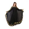 Vêtements ethniques La robe de robe longue du Dubaï noir marocain est une tendance de mode très sophistiquée