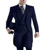 Mäns kostymer klassisk lång brudgum Tuxedo Formell anpassad design Tailcoat Men Party Groomsmen för bröllop smokare jacka byxor väst