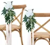 Dekorativa blommor Yan 2st Rustic Wedding Aisle Decorations Eucalyptus White Pew For Summer Ceremony Party Church Choard Decors