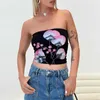 Zbiorniki damskie Camis Xingqing Summer Tube Top Women Y2K Estetyczne odzież Floral Print Off ramy bez ramiączek Bandeau 2000s Strtwear Y240420