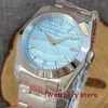 Montre-bracelets 36 mm / 39 mm Tandorio Vintage Ice Blue Dial Japan NH35A Automatique Fixed Cornight Men's Watch 20atm Sapphire Glass