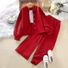 Kleidung Sets Kinder Mädchen Teen Teen Frühling Herbsthemd und Wide Leghose 2pcs Anzug Anzug Kinder Outfits 8 10 12 Jahre