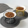 1Set Pet Ceramic Bowl Iron Rack Cat Food Snacks Canned Plate Anti-Black Chin Anti-svängande vatten läcker inte lätt att äta 240407